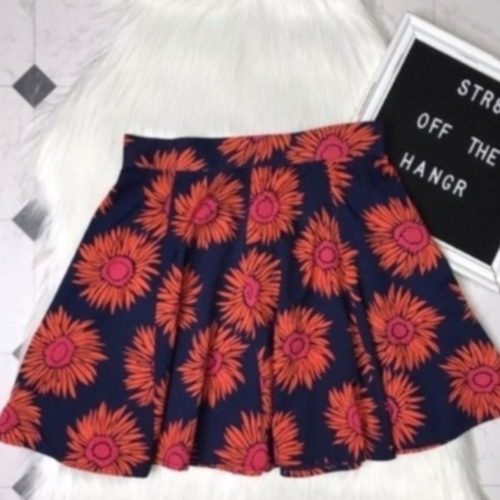 NWOT Anthropologie Band of Gypsies floral print skater skirt Size s orange Blue - Picture 6 of 6